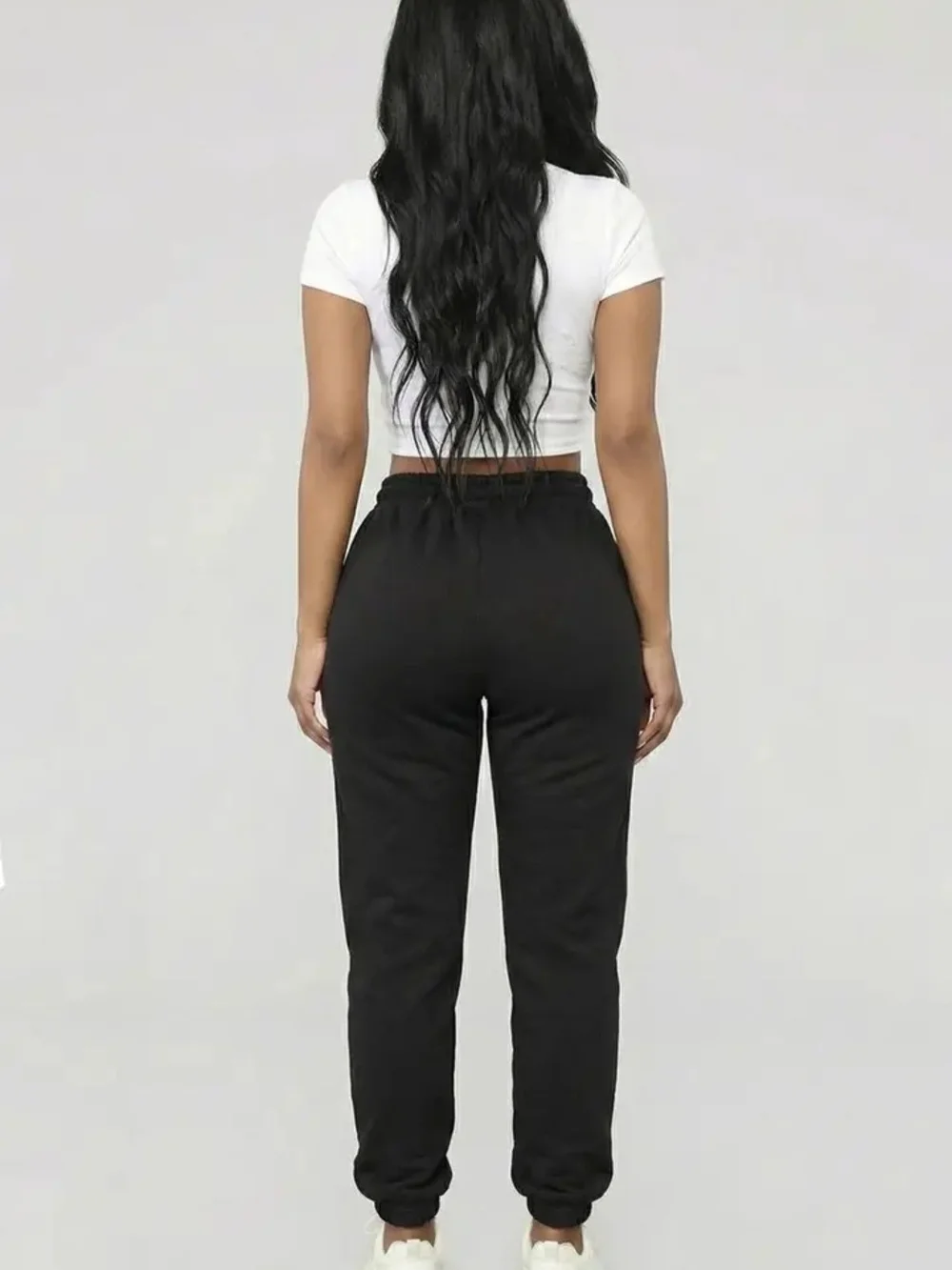 Women’s Black Drawstring Jogger Pants - Picture 3 of 5